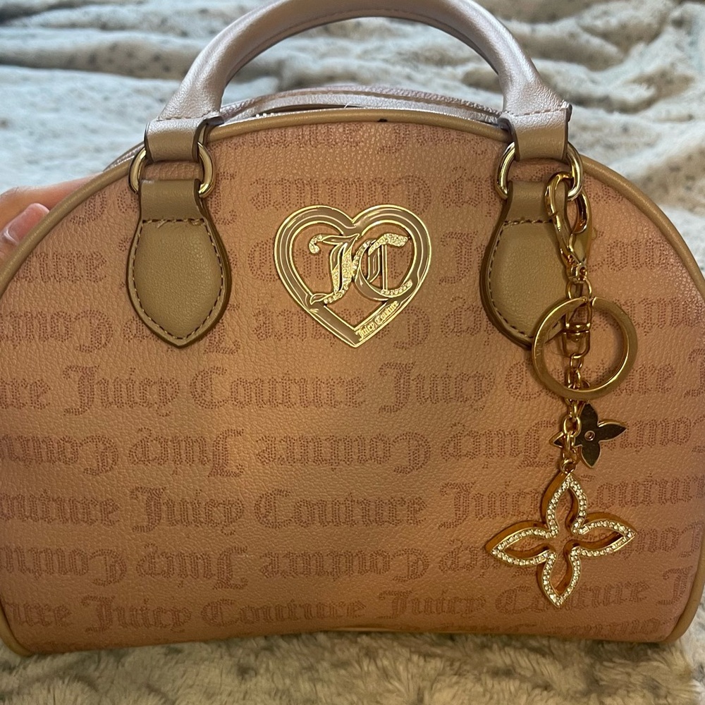 Juicy Couture Pink Monogram Flawless Dome Bowler Bag